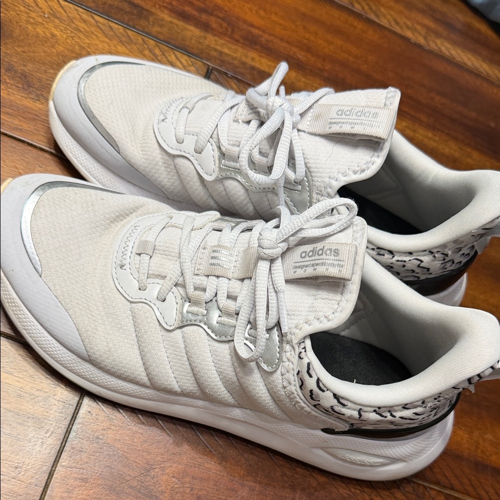 Adidas Cream and Black Patterned Sneakers